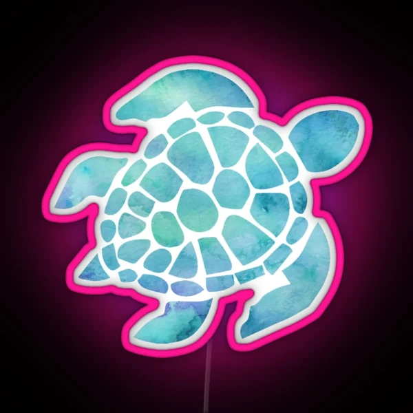 Sea Turtle Watercolor Blue RGB Neon Sign