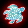 Whimsical ocean-inspired sea turtle watercolor design with blue glowing accents.