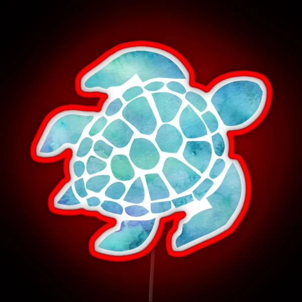 Sea Turtle Watercolor Blue RGB Neon Sign