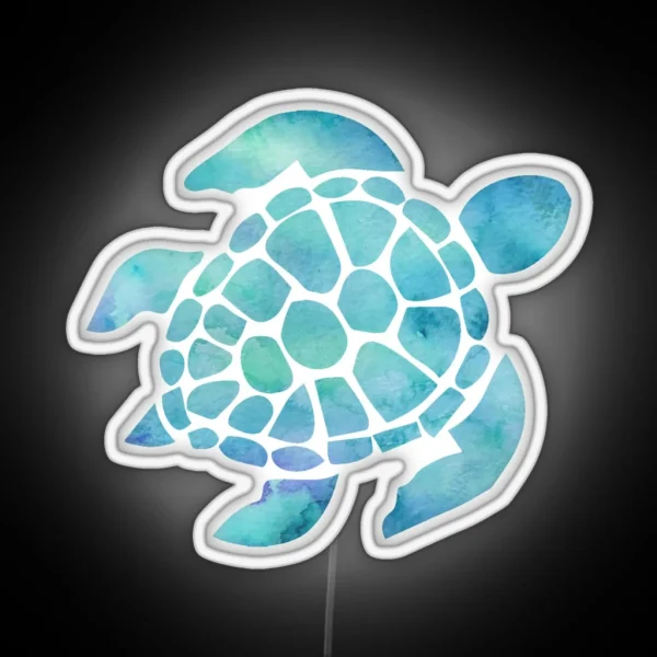 Sea Turtle Watercolor Blue RGB Neon Sign