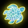 Beautiful sea turtle watercolor art in vibrant blue LED lighting