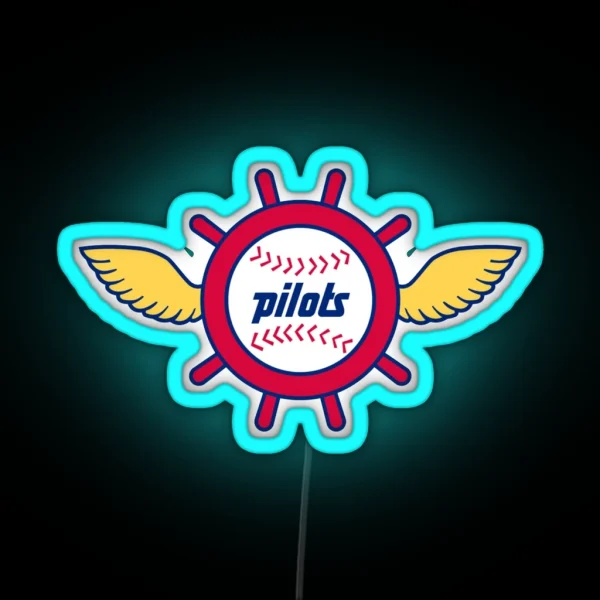 Seattle Pilots Vintage Baseball Logo RGB Neon Sign