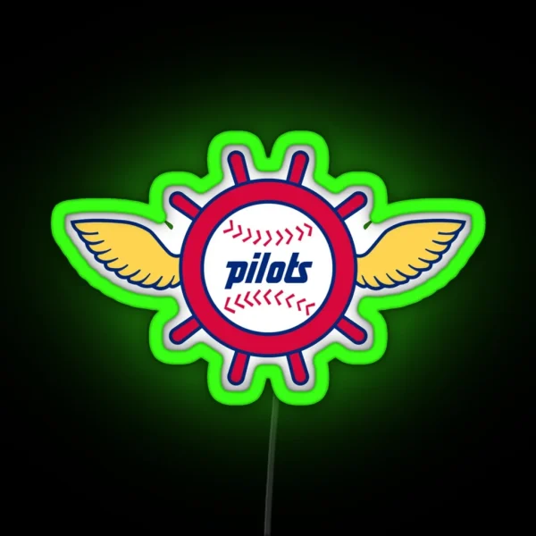 Seattle Pilots Vintage Baseball Logo RGB Neon Sign