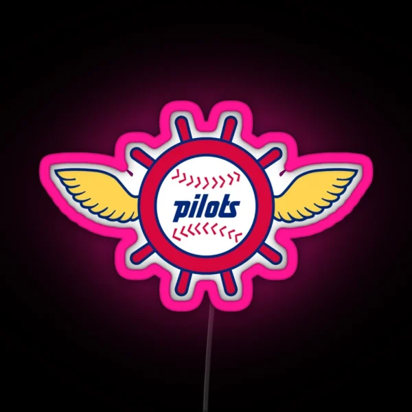 Seattle Pilots Vintage Baseball Logo RGB Neon Sign