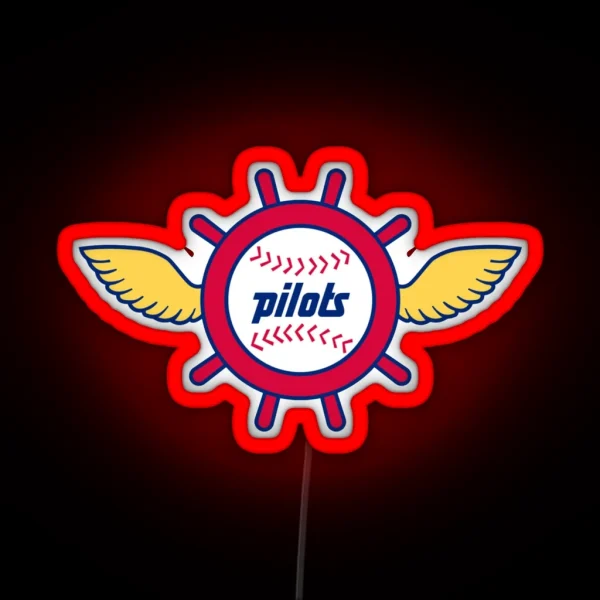 Seattle Pilots Vintage Baseball Logo RGB Neon Sign