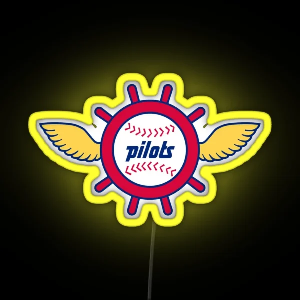 Seattle Pilots Vintage Baseball Logo RGB Neon Sign