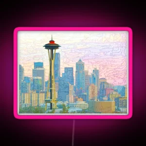 Seattle Skyline Abstract RGB Neon Sign