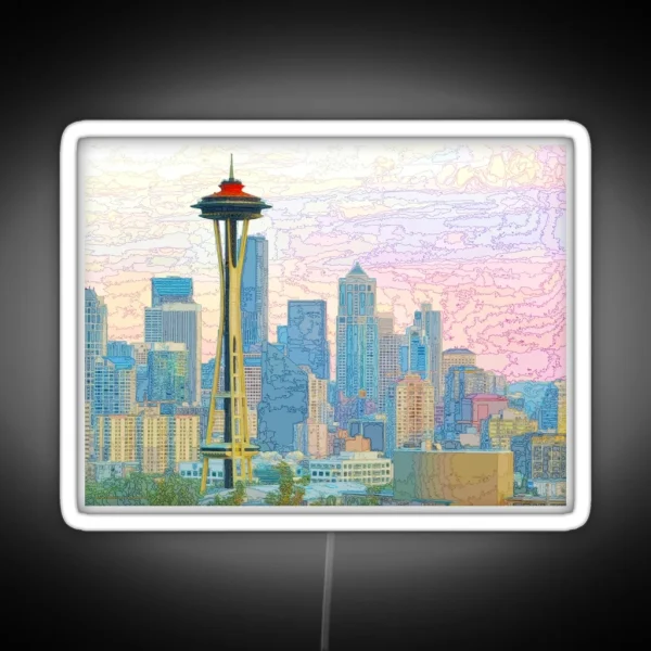 Seattle Skyline Abstract RGB Neon Sign