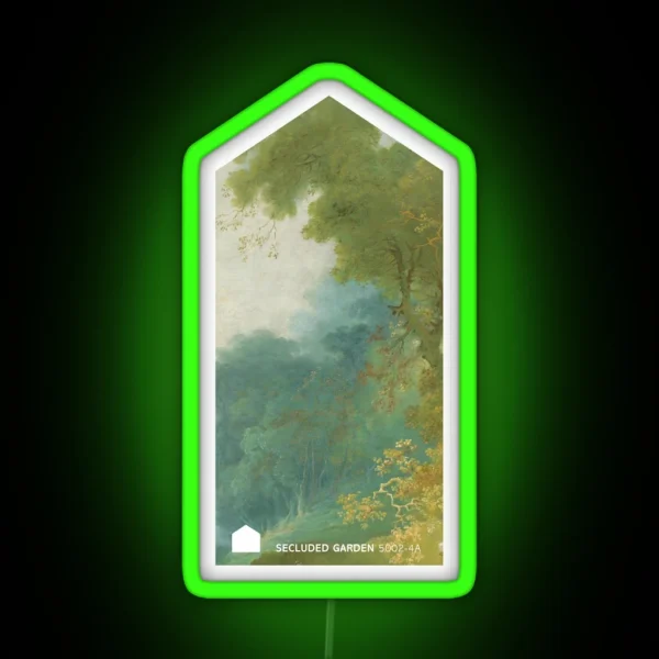 Secluded Garden Paint Chip Art Pantone Art RGB Neon Sign