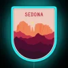 Vibrant Sedona Arizona cityscape LED neon sign with RGB colors.
