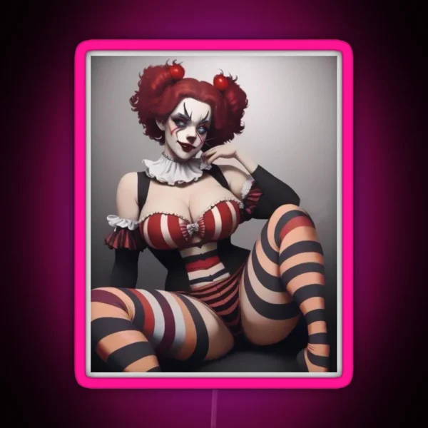 Seductive Clown Girl RGB Neon Sign