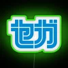 Retro gaming decor with vibrant Sega Katakana letters in RGB