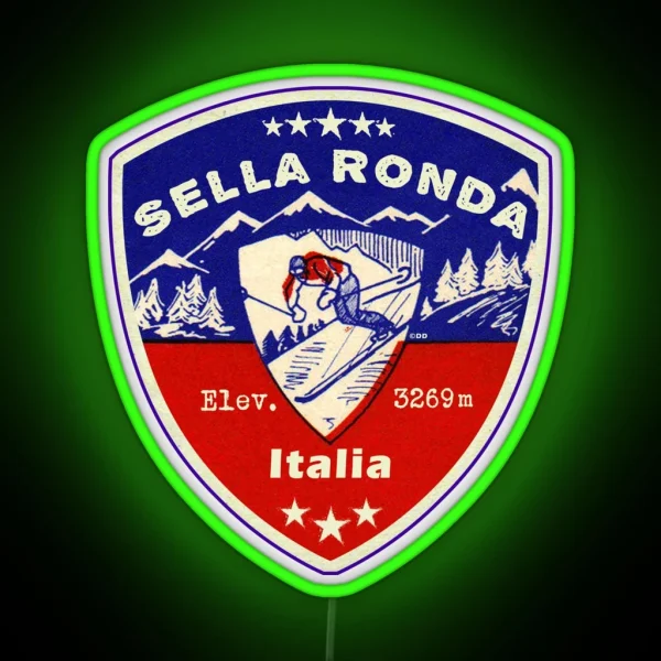 Sella Ronda Italy Skiing Ski Mountains Skier Dolomiti RGB Neon Sign