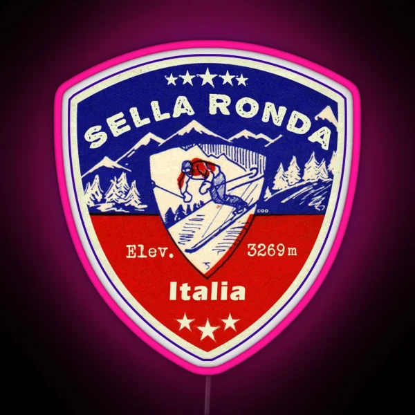 Sella Ronda Italy Skiing Ski Mountains Skier Dolomiti RGB Neon Sign