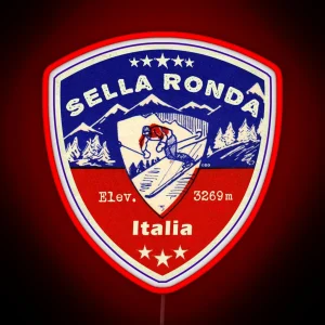 Sella Ronda Italy Skiing Ski Mountains Skier Dolomiti RGB Neon Sign
