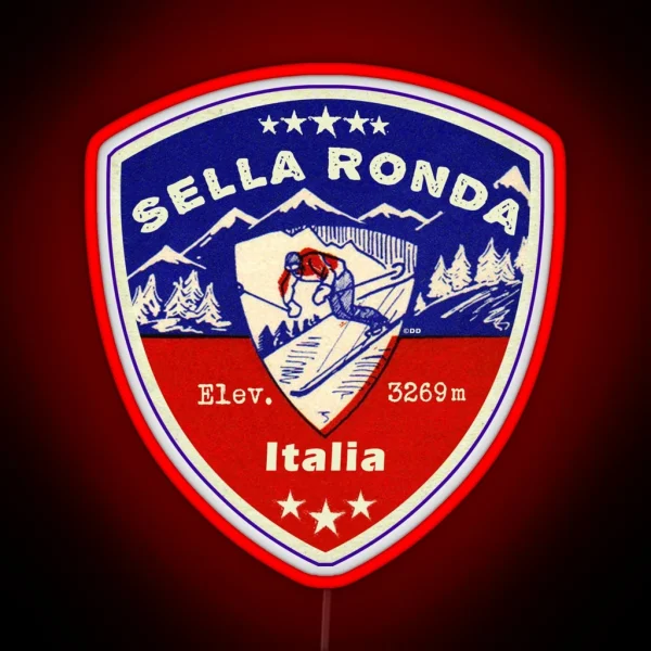 Sella Ronda Italy Skiing Ski Mountains Skier Dolomiti RGB Neon Sign