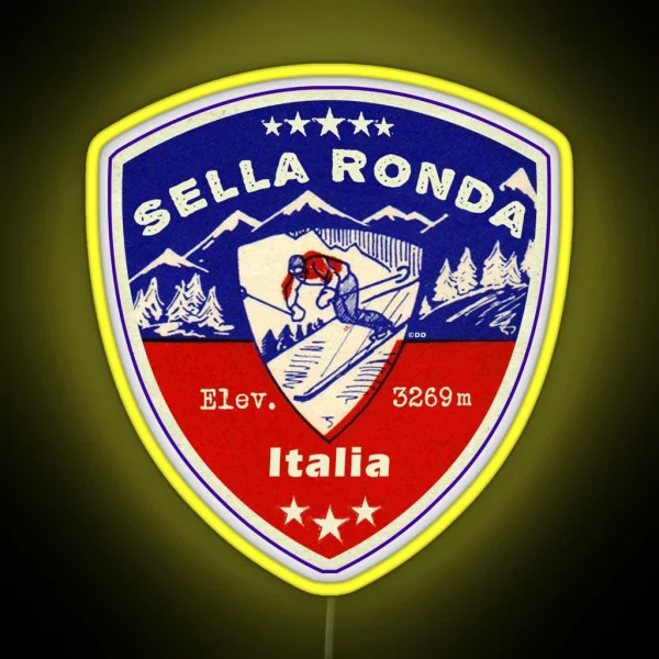 Sella Ronda Italy Skiing Ski Mountains Skier Dolomiti RGB Neon Sign