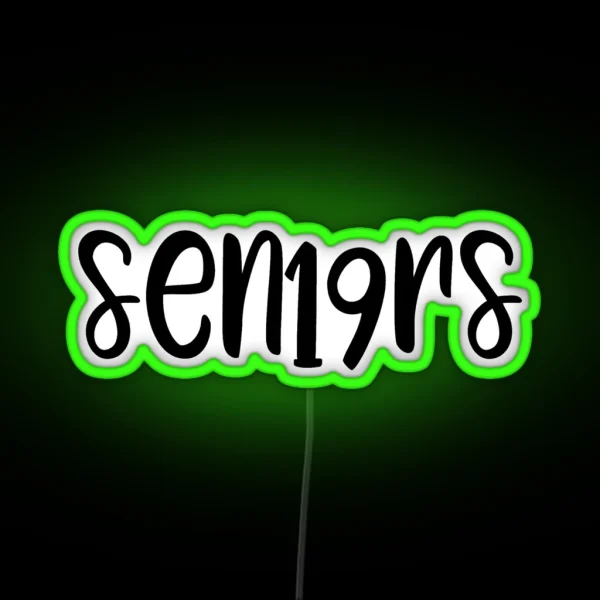 Seniors 19 Cursive RGB Neon Sign