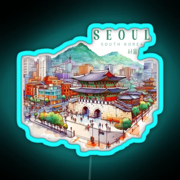 Seoul South Korea Watercolor RGB Neon Sign