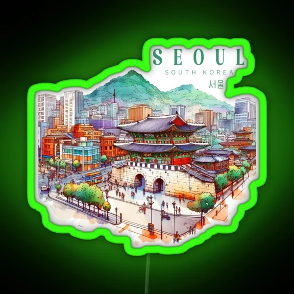 Seoul South Korea Watercolor RGB Neon Sign