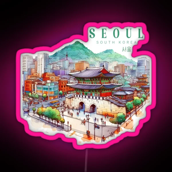 Seoul South Korea Watercolor RGB Neon Sign