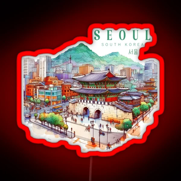 Seoul South Korea Watercolor RGB Neon Sign