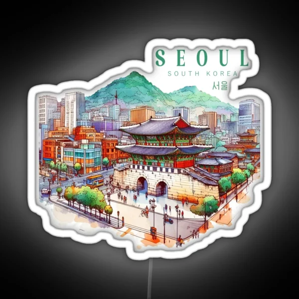 Seoul South Korea Watercolor RGB Neon Sign