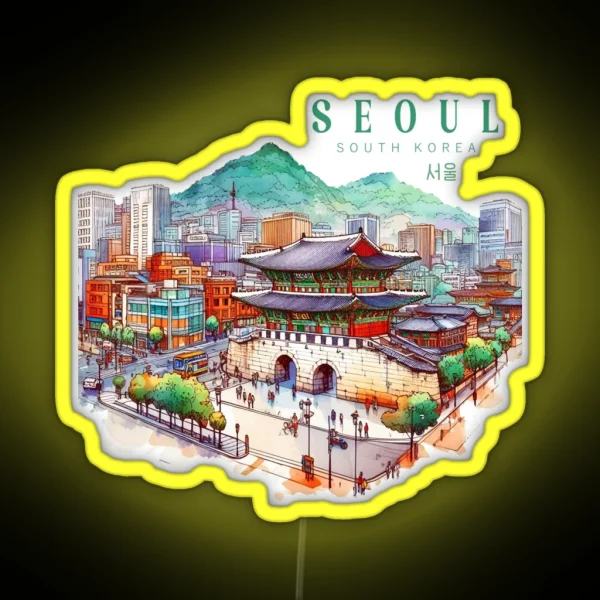 Seoul South Korea Watercolor RGB Neon Sign