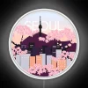 Seoul Tower Cherry Blossom Design South Korean Wooden Wall Art Sign