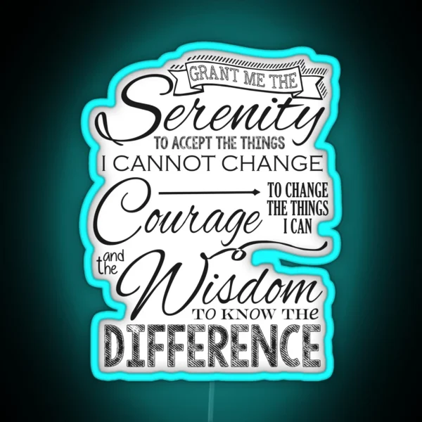 Serenity Prayer Chalk Typography RGB Neon Sign