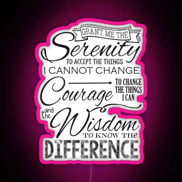 Serenity Prayer Chalk Typography RGB Neon Sign