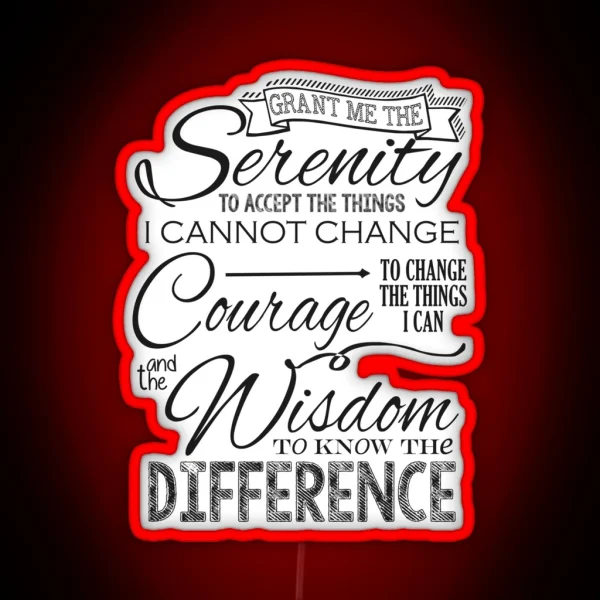 Serenity Prayer Chalk Typography RGB Neon Sign