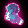 Neon aesthetic decor featuring vibrant RGB lights in geometric patterns.