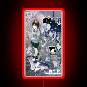 Serial Experiments Lain Cybercore Aesthetic Collage RGB Neon Sign