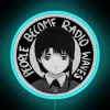 Bright neon accent wall decor featuring Serial Experiments Lain logo
