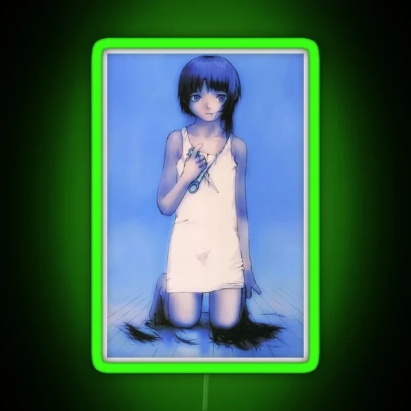 Serial Experiments Lain Scissors Illustration RGB Neon Sign