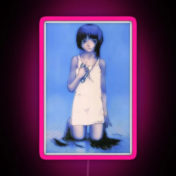 Serial Experiments Lain Scissors Illustration RGB Neon Sign