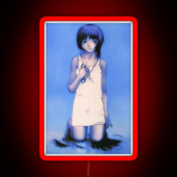 Serial Experiments Lain Scissors Illustration RGB Neon Sign