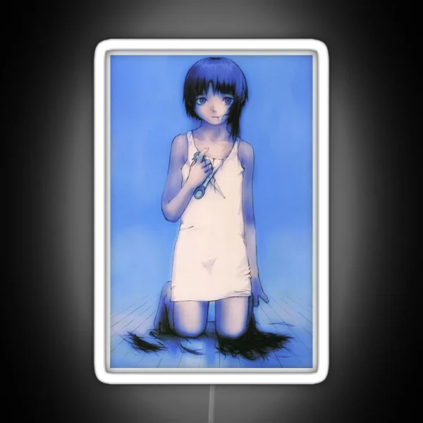 Serial Experiments Lain Scissors Illustration RGB Neon Sign