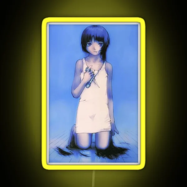 Serial Experiments Lain Scissors Illustration RGB Neon Sign