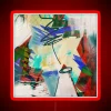 Vibrant abstract expressionist art neon light wall decor statement piece.