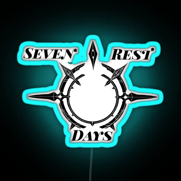 Seven Rest Days Sunday Halo Design RGB Neon Sign