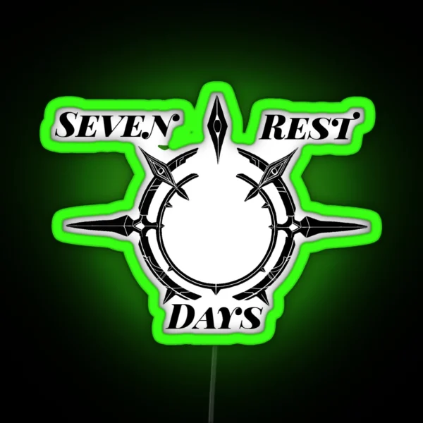 Seven Rest Days Sunday Halo Design RGB Neon Sign