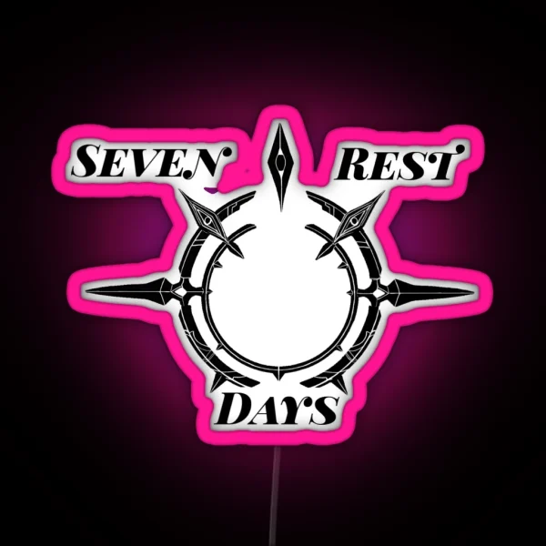 Seven Rest Days Sunday Halo Design RGB Neon Sign