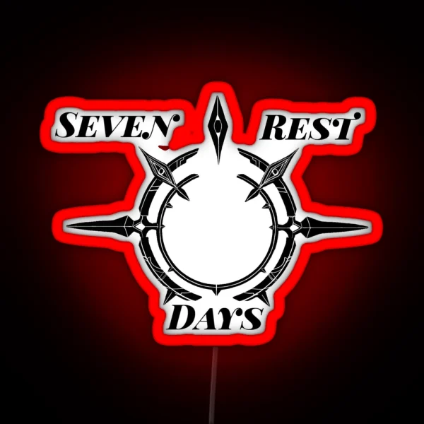 Seven Rest Days Sunday Halo Design RGB Neon Sign