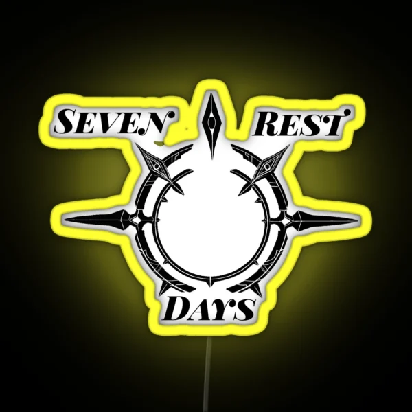 Seven Rest Days Sunday Halo Design RGB Neon Sign