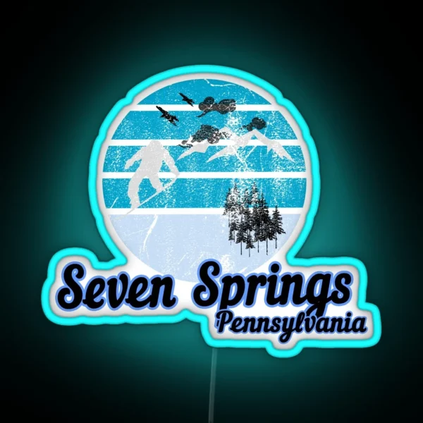 Seven Springs Pennsylvania Usa Winter Ski Resort RGB Neon Sign