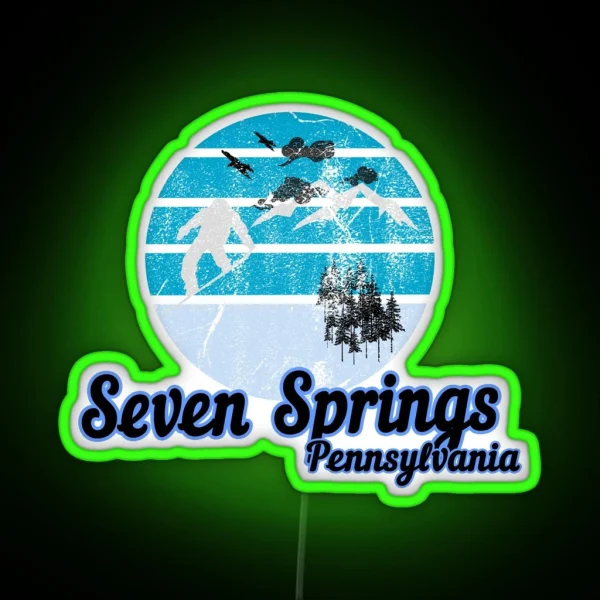 Seven Springs Pennsylvania Usa Winter Ski Resort RGB Neon Sign