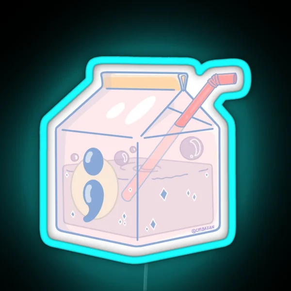 Seventeen Semicolon Inspired Milk Carton Led RGB Neon Sign