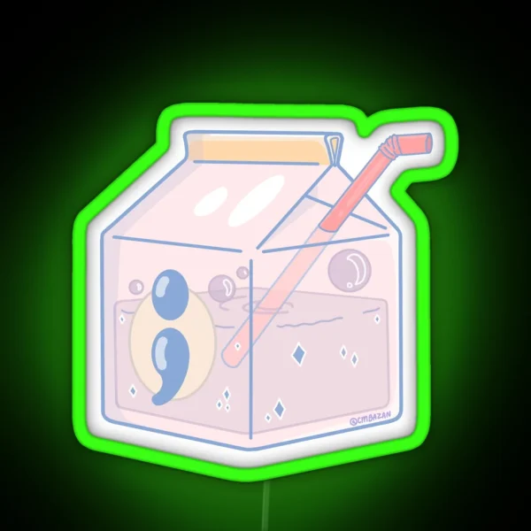 Seventeen Semicolon Inspired Milk Carton Led RGB Neon Sign